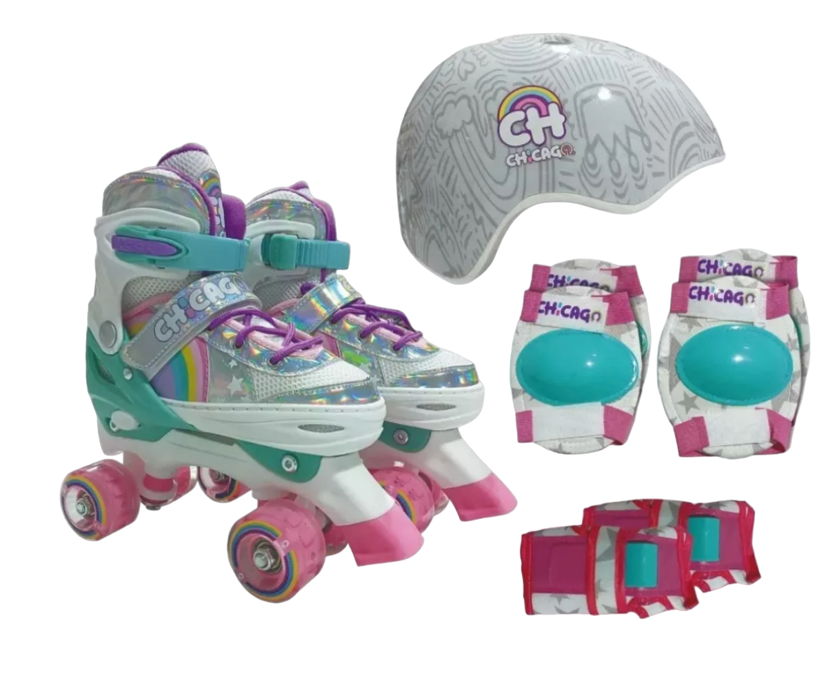 Patines Chicago Roller Ajustables Con Accesorios